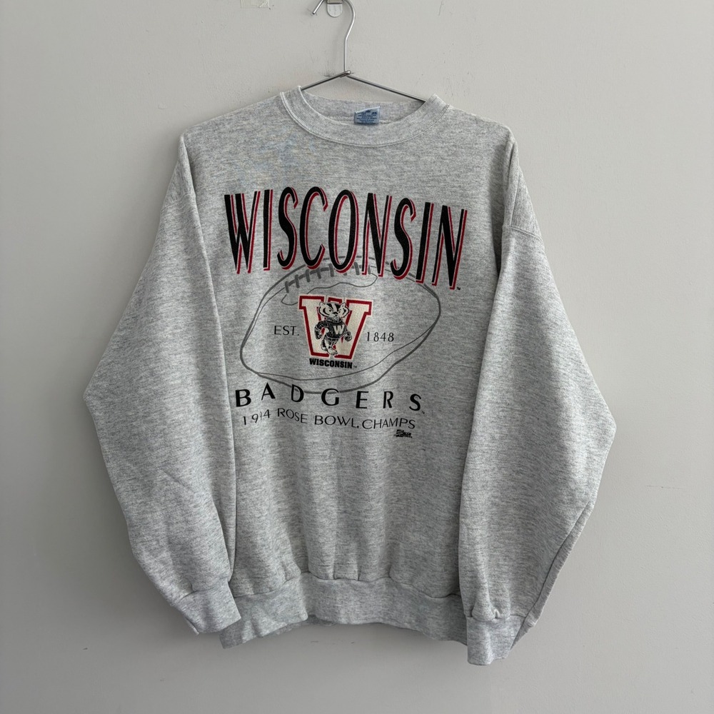 Vintage Salem Wisconsin Badgers 1994 Rose Bowl Champs Sweatshirt XL Gray